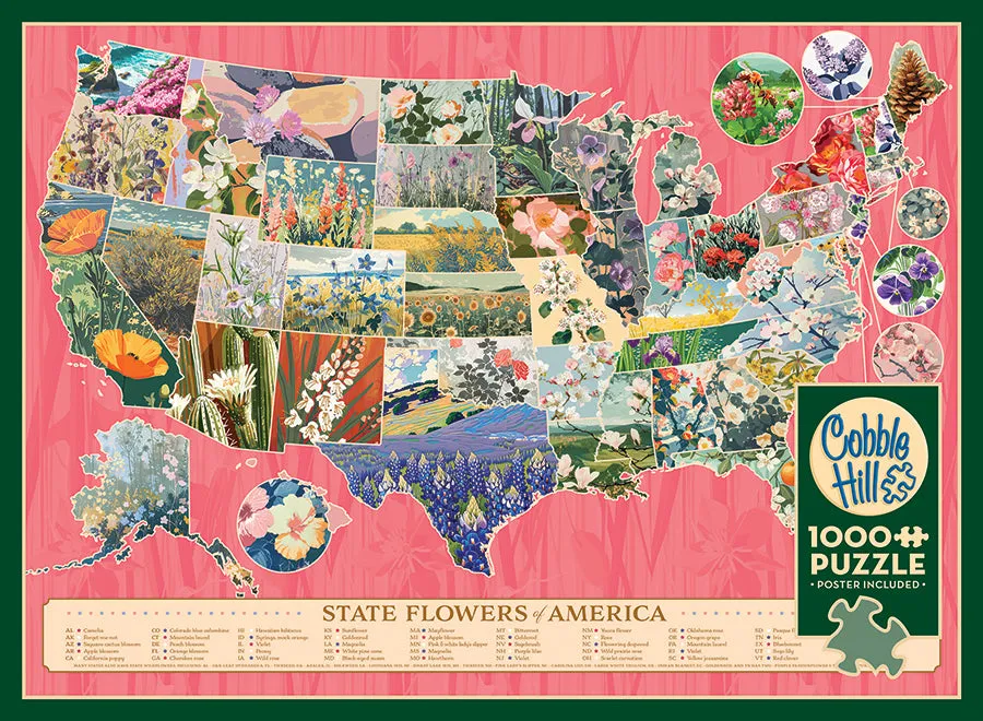 Cobble Hill State Flowers of America puzzle 1000 piese harti