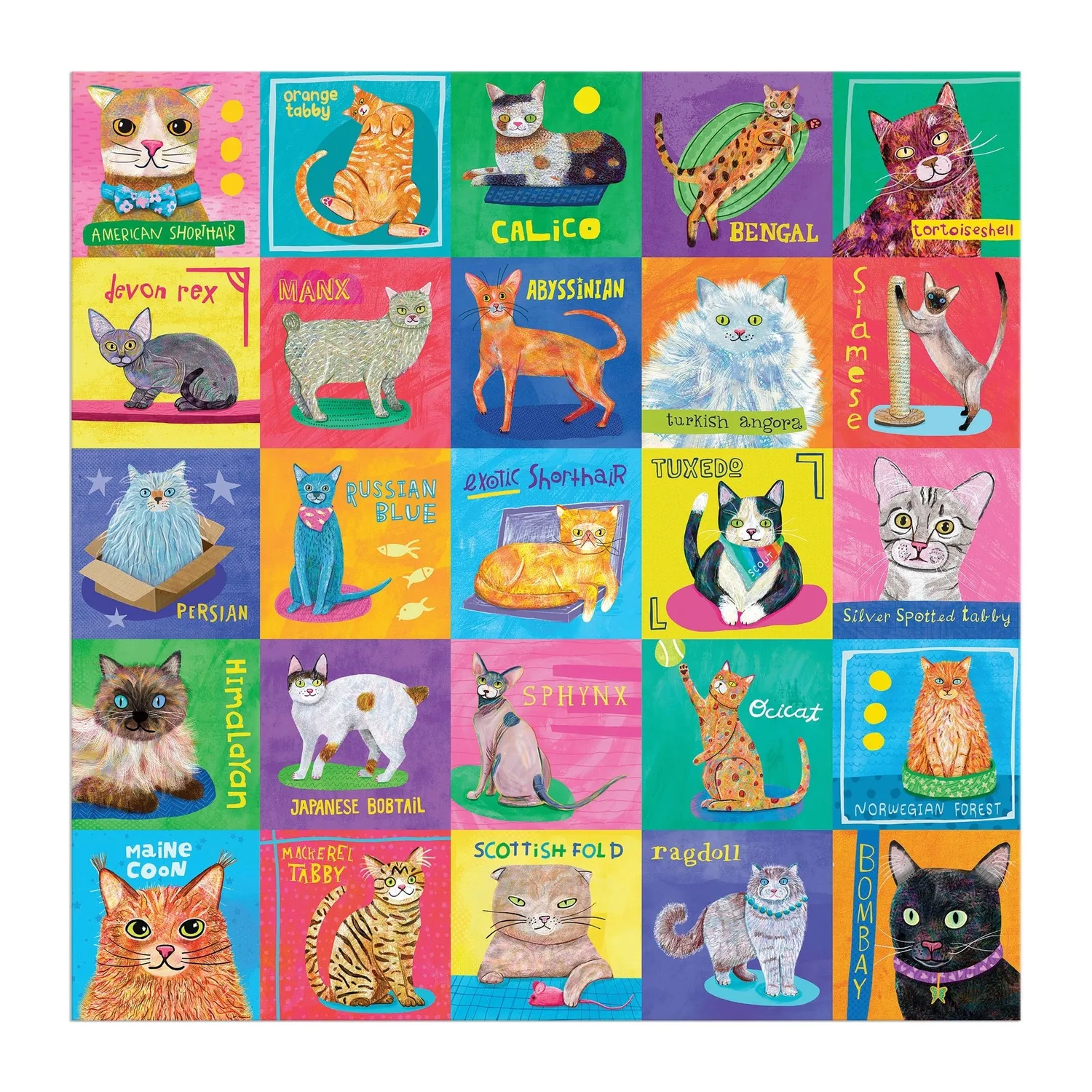 Mudpuppy Purr-fect Portraits 500 puzzle familie cu pisici