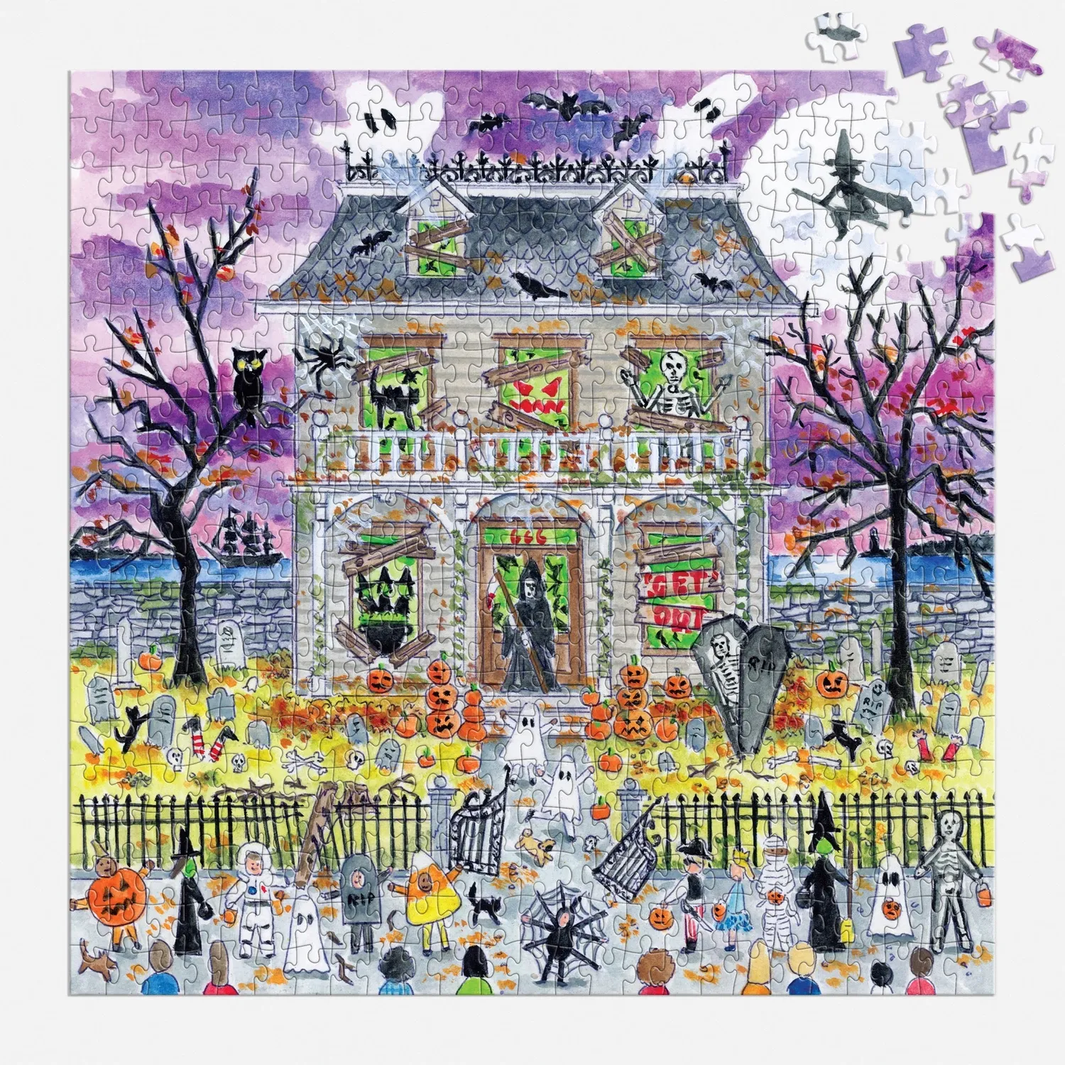 Mudpuppy Michael Storrings Haunted House puzzle 500 fosforescent