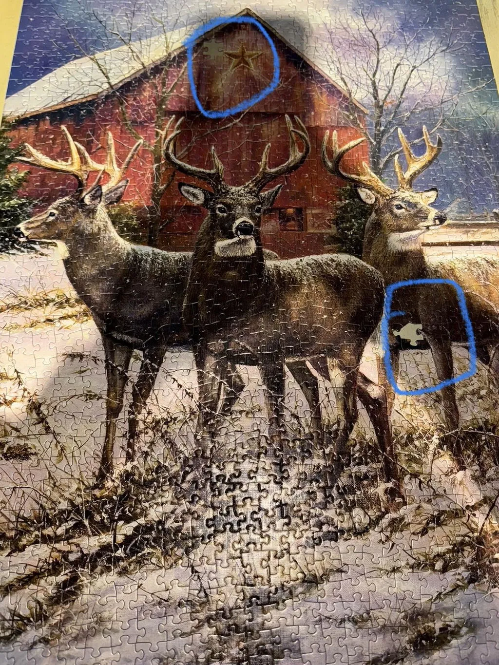 Cobble Hill Three Kings puzzle 1000 piese iarna cerbi