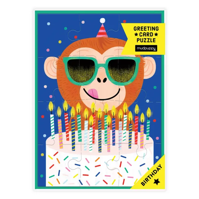 Mudpuppy Monkey Cake puzzle felicitare 12 piese