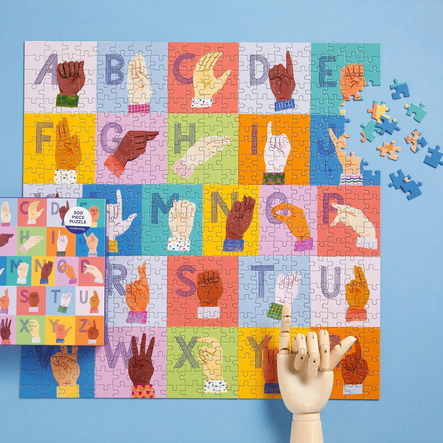 Mudpuppy American Sign Language Alphabet puzzle 500 piese educativ