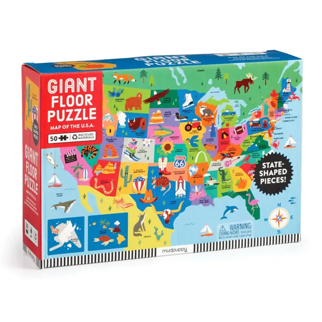 Mudpuppy Map of the U.S.A. puzzle podea 50 piese 51x76 cm
