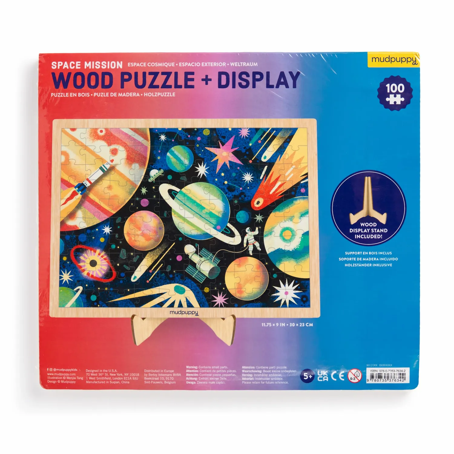 Mudpuppy Space Mission puzzle lemn 100 piese cu suport 5+ ani