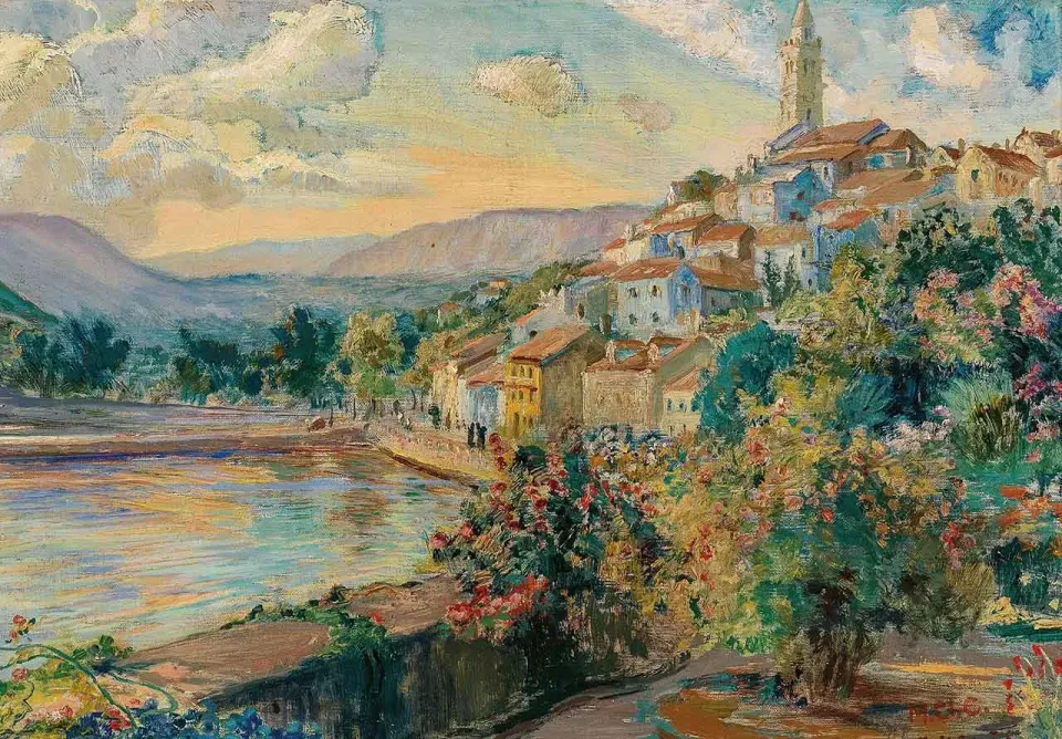 Mosaic Puzzles A View of Novi Vinodolski puzzle lemn 500 piese marin