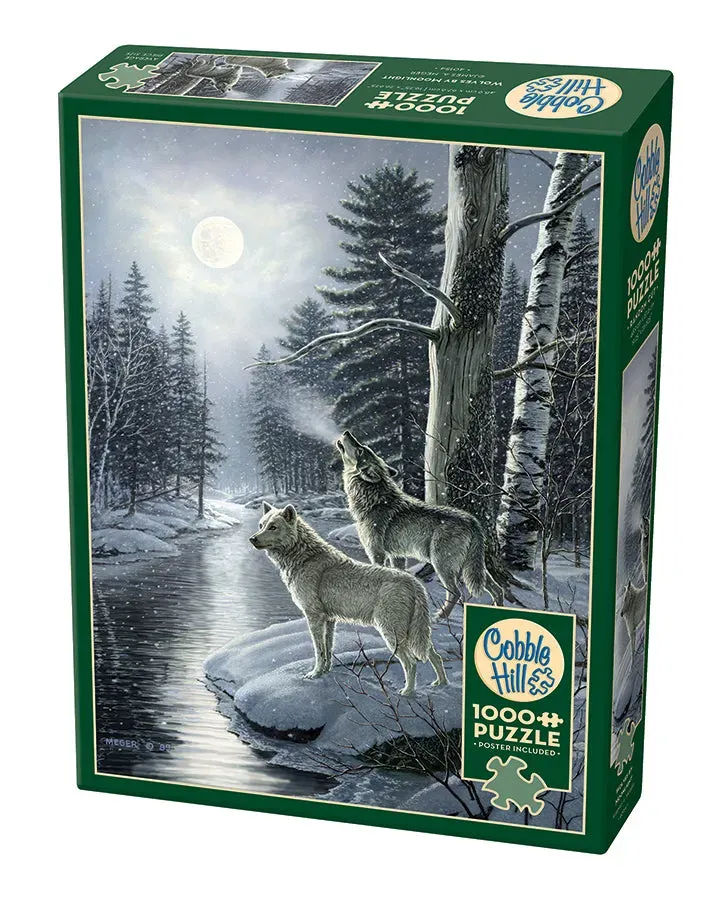 Cobble Hill Wolves by Moonlight puzzle 1000 piese lupi