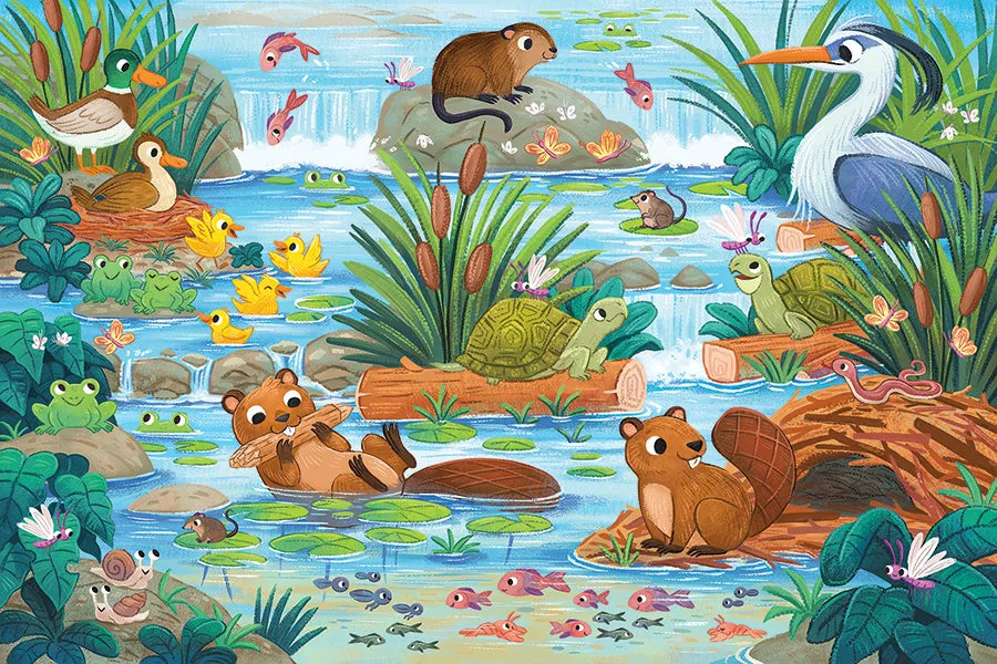 Cobble Hill Beaver and Friends puzzle podea 35 piese animale