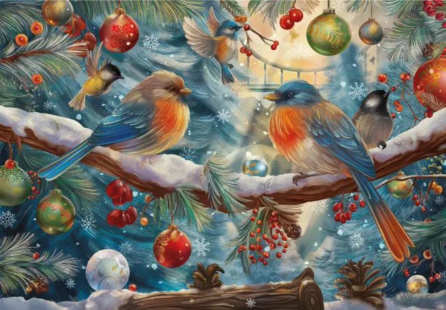 Mosaic Puzzles Songbirds in Winter puzzle 250 piese păsări