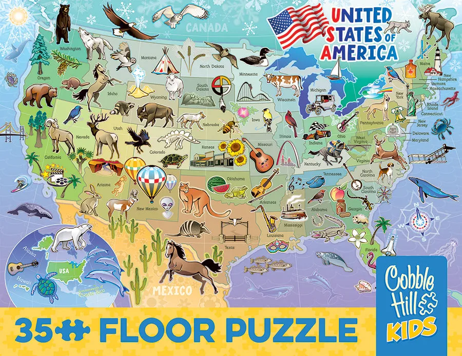 Cobble Hill Map of the USA puzzle podea 35 piese harta