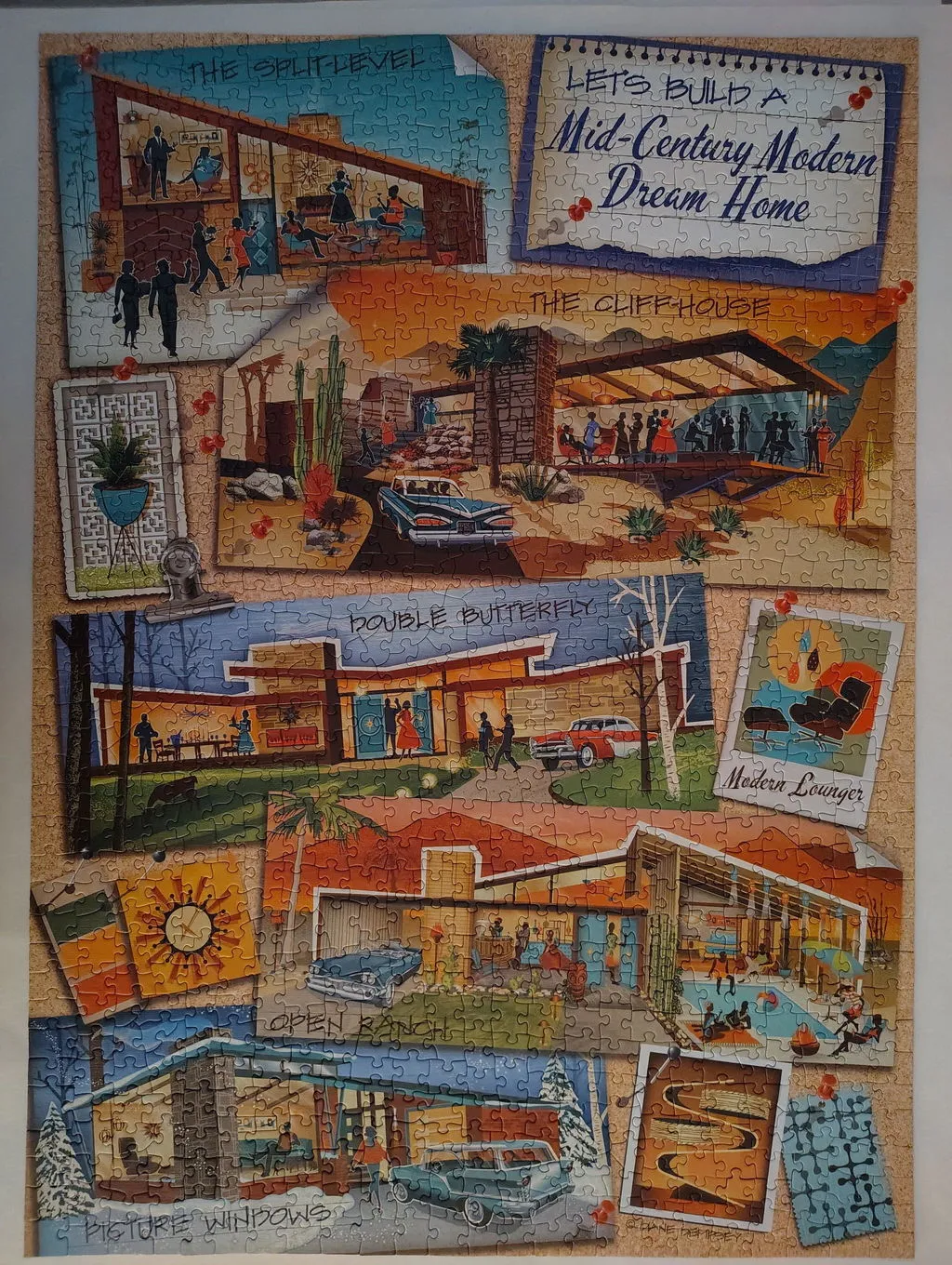 Cobble Hill Mid-Century Modern Dream Home puzzle 1000 piese vintage