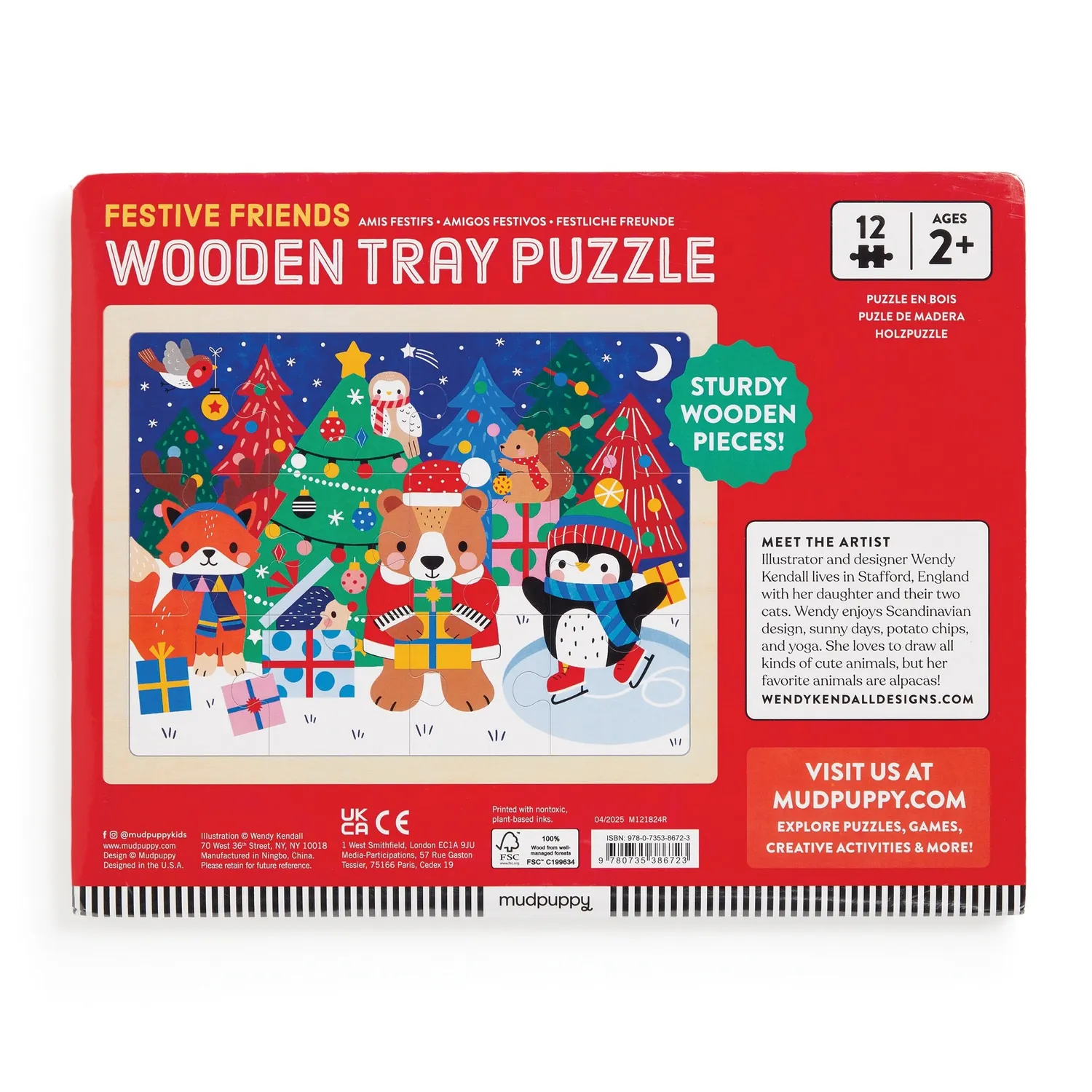 Mudpuppy Festive Friends puzzle lemn 12 piese 29x28 cm