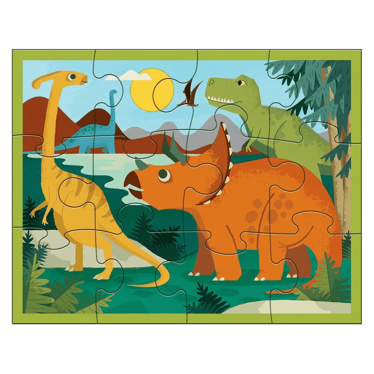 Mudpuppy Dinosaur Park puzzle 12 piese pouch dinozauri
