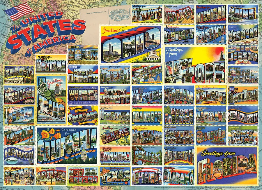 Cobble Hill Vintage American Postcards puzzle 1000 piese calatorii