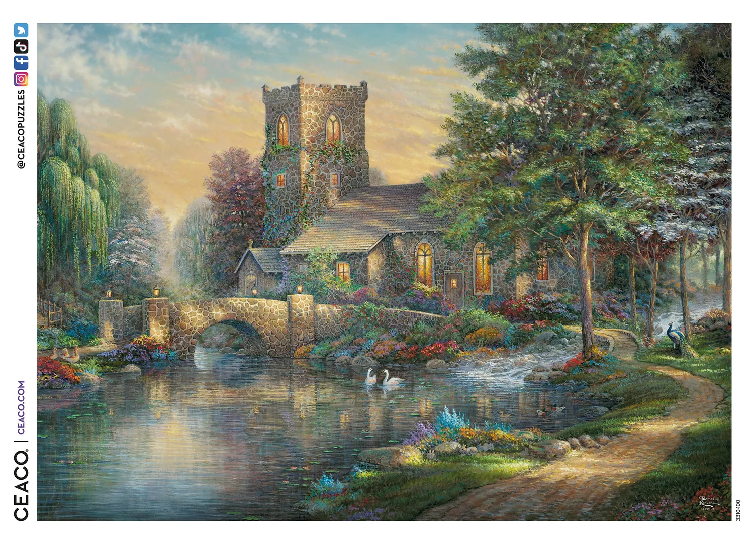 Ceaco Thomas Kinkade Willow Wood Chapel puzzle 1000 piese capela