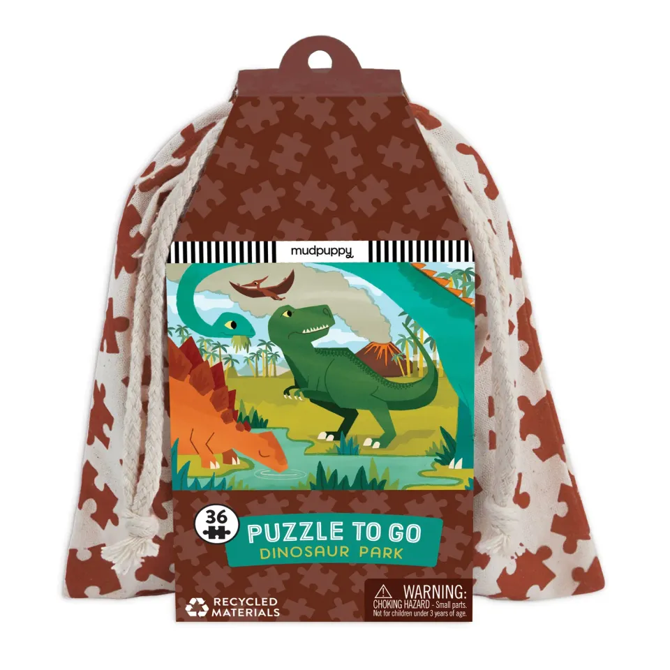 Mudpuppy Dinosaur Park puzzle to go 36 piese saculet