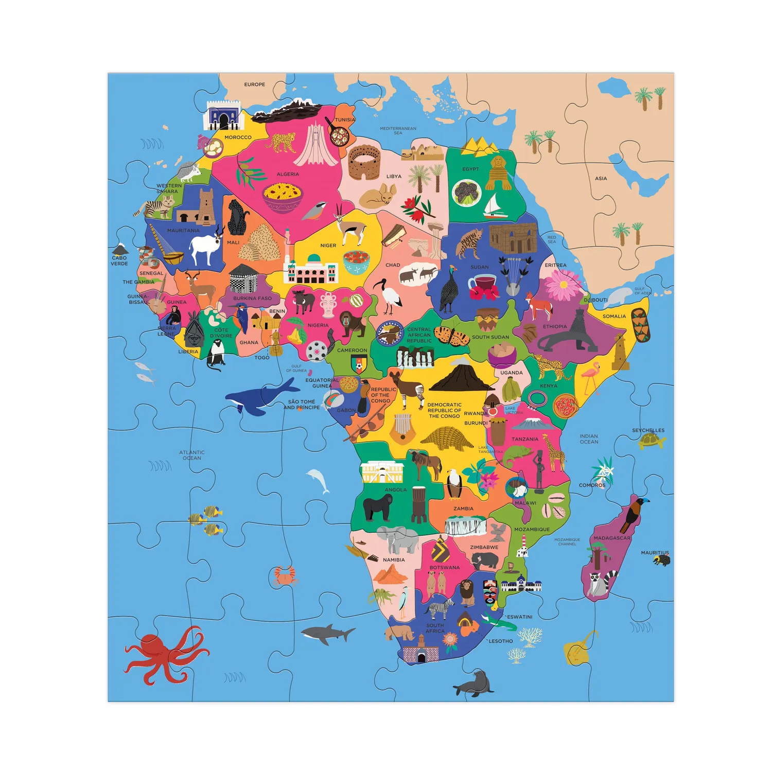 Mudpuppy Map of Africa puzzle geografie 70 piese tari