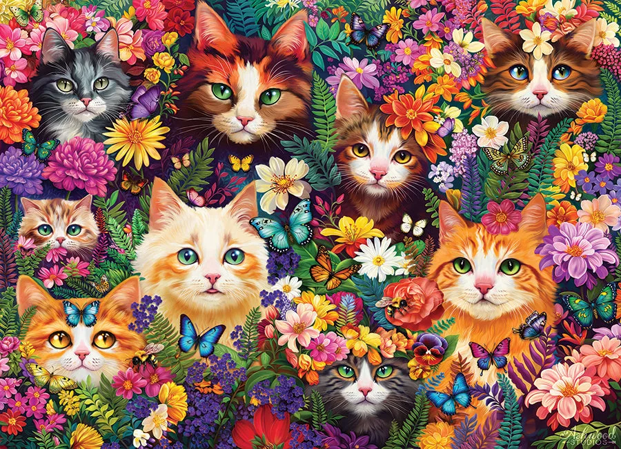 Cobble Hill Blooming Whiskers puzzle 1000 piese pisici
