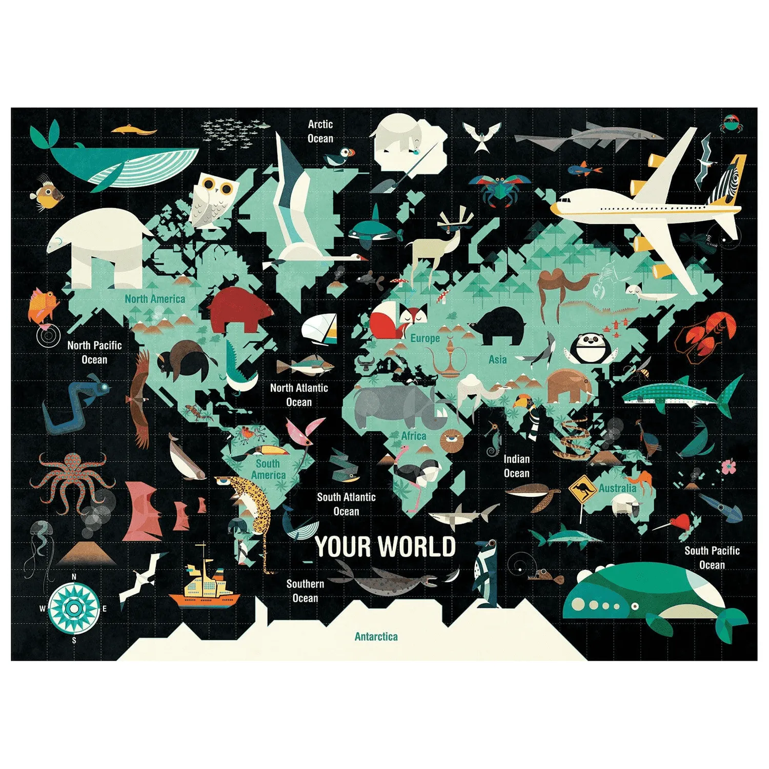 Mudpuppy Your World puzzle 1000 piese harta