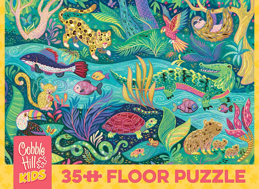Cobble Hill In the Rainforest puzzle podea 35 piese animale