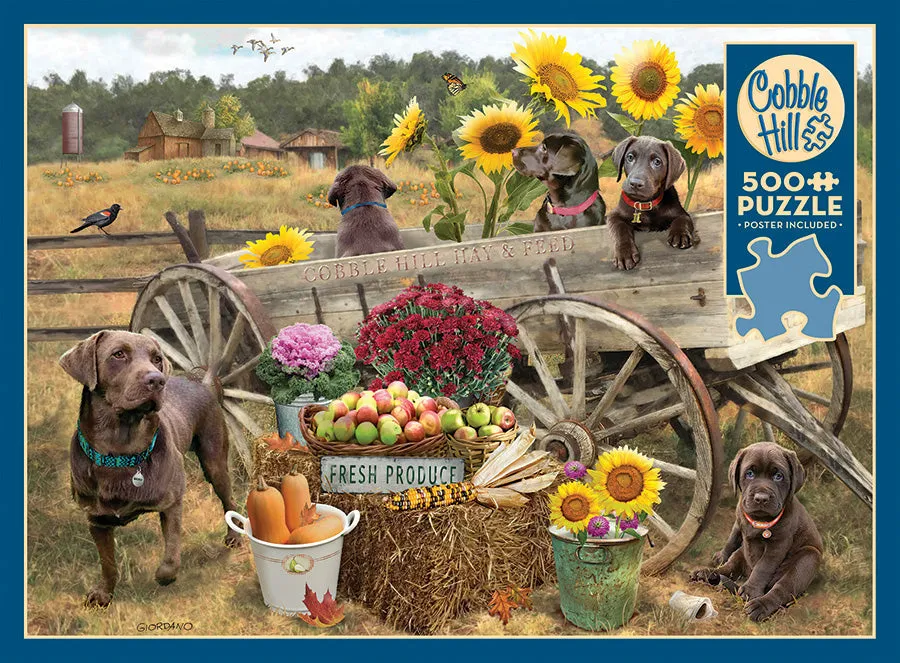 Cobble Hill Choc Wagon puzzle 500 piese cu labradori