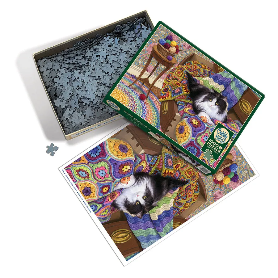 Cobble Hill Comfy Cat puzzle 1000 piese pisică