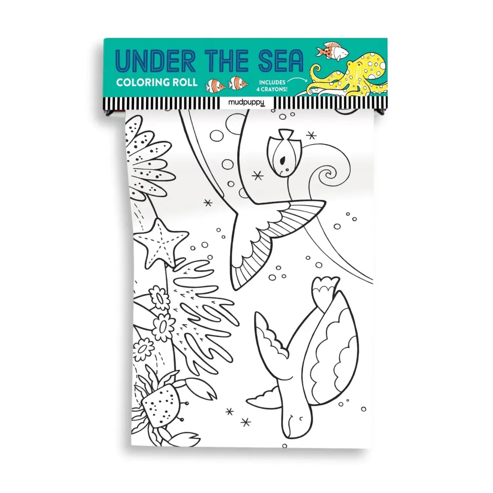 Mudpuppy Under The Sea rolă de colorat mini 76x14 cm creioane