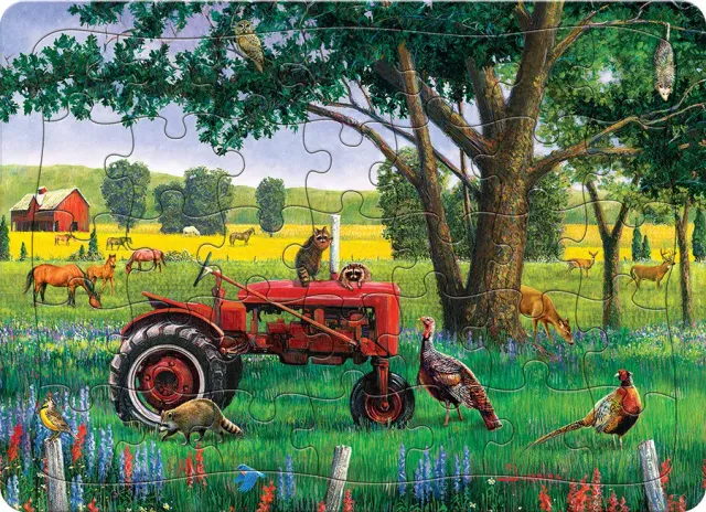 Cobble Hill Red Tractor puzzle tavă 35 piese fermă