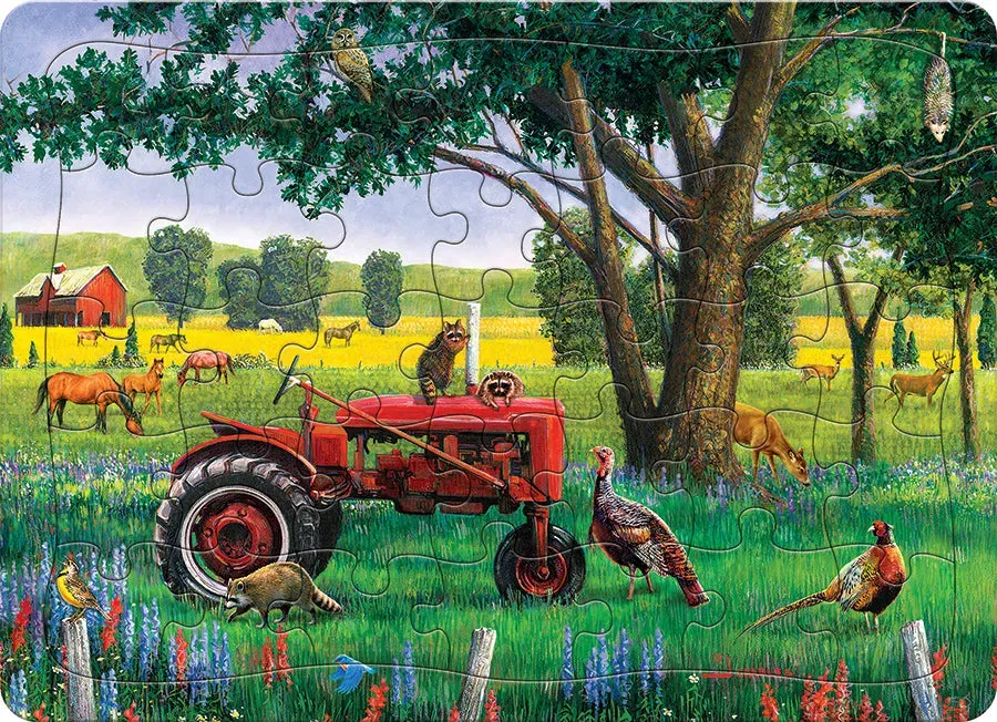 Cobble Hill Red Tractor puzzle tavă 35 piese fermă