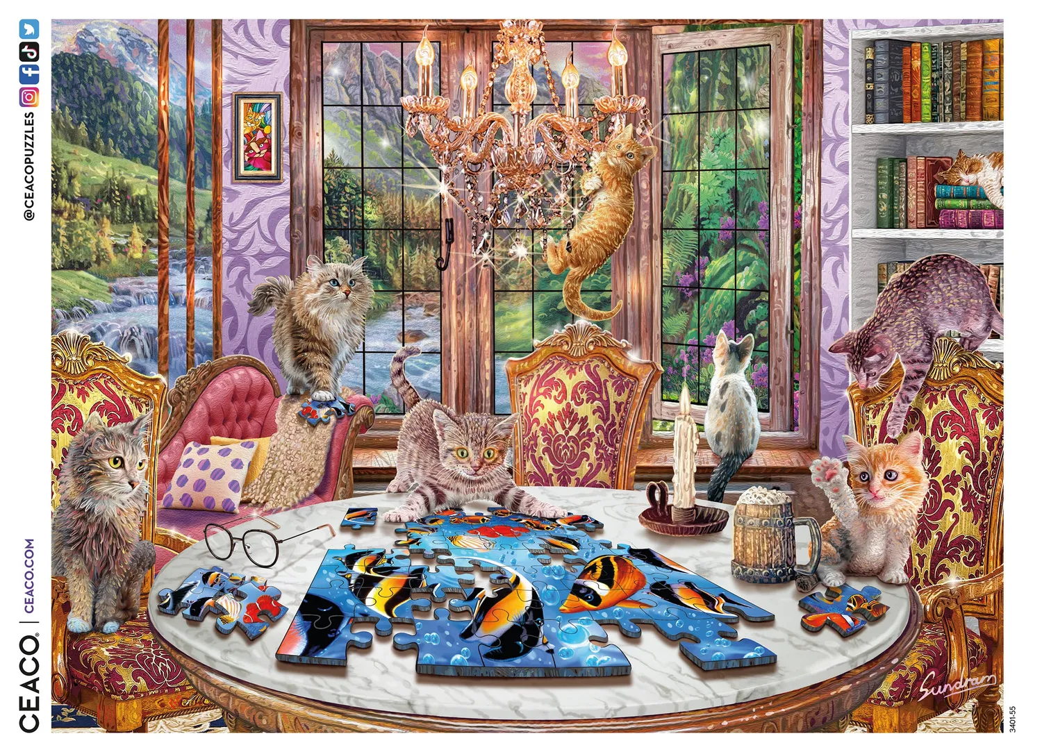 Puzzle Ceaco Puuriosity 1500 piese cu pisici 81x61 cm