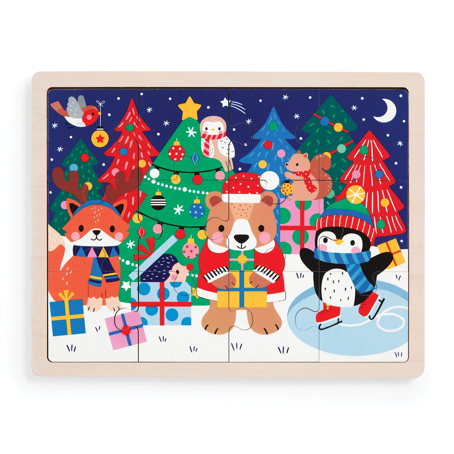 Mudpuppy Festive Friends puzzle lemn 12 piese 29x28 cm