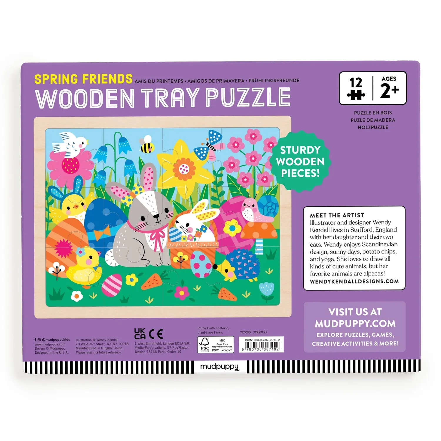 Mudpuppy Spring Friends puzzle lemn 12 piese