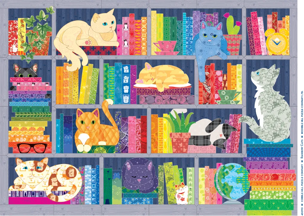 Cobble Hill Rainbow Cats puzzle 500 piese pisici