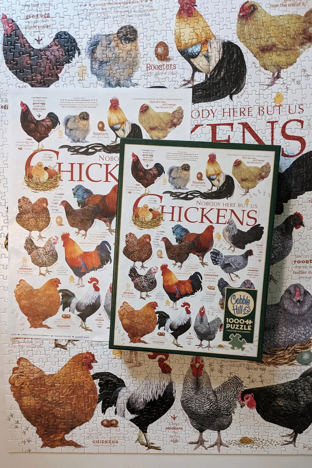 Cobble Hill Chicken Quotes puzzle 1000 piese găini