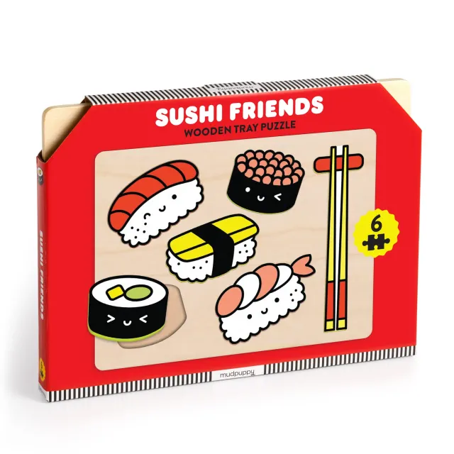 Mudpuppy Sushi Friends puzzle lemn 8 piese tava