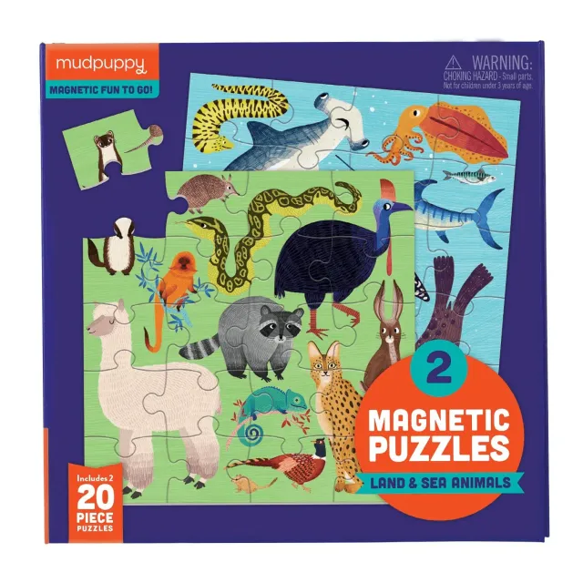 Mudpuppy Land Sea Animals puzzle magnetic 2x20 piese animale