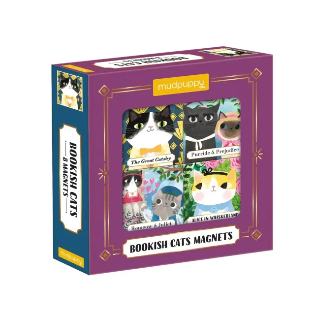 Mudpuppy Bookish Cats set magneti 8 bucati pisici carti
