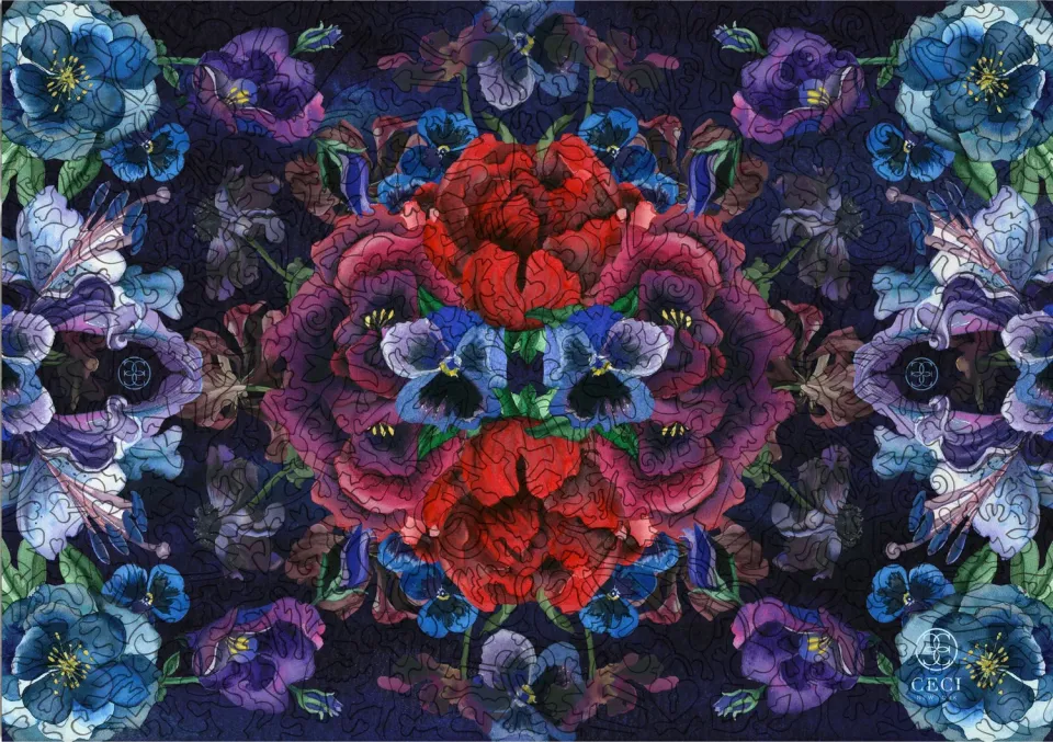 Mosaic Puzzles Violet Kaleidoscope by Ceci puzzle lemn 500 piese flori