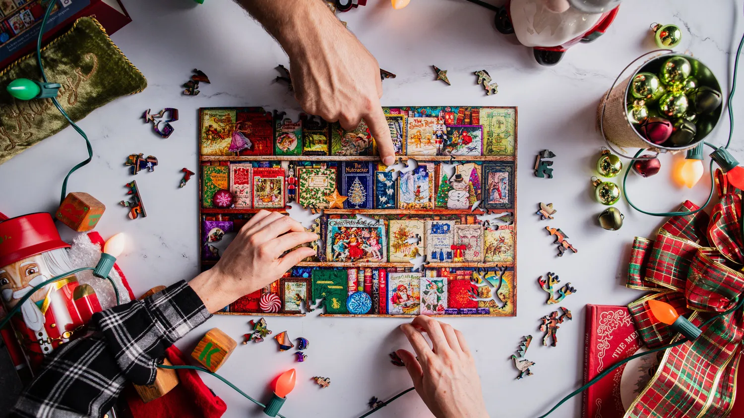 Mosaic Puzzles Christmas Library puzzle lemn 250 piese craciun