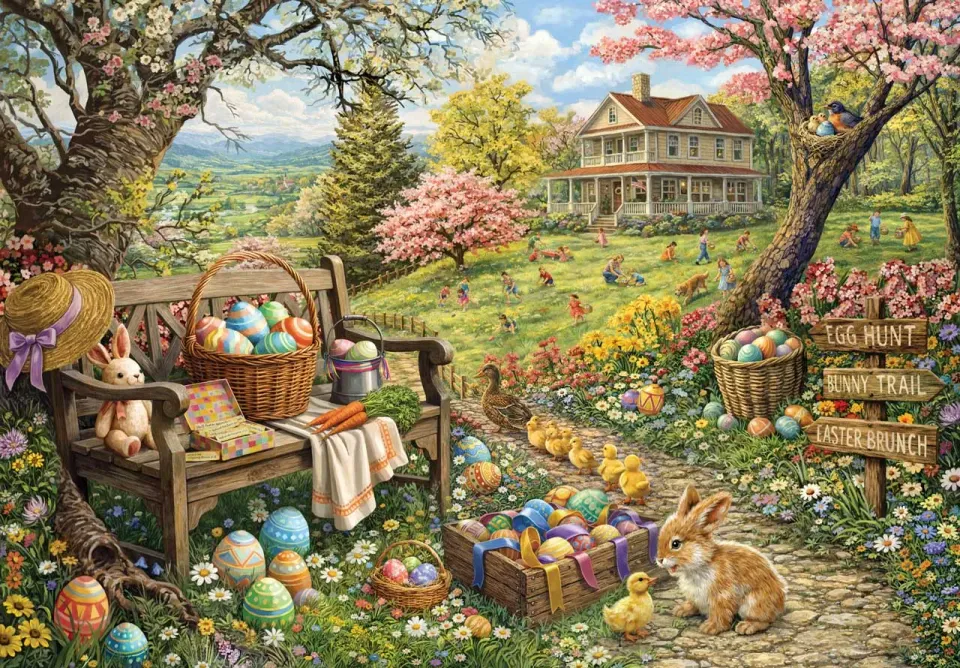 Mosaic Puzzles Hillside Egg Hunt puzzle lemn 500 piese Paste