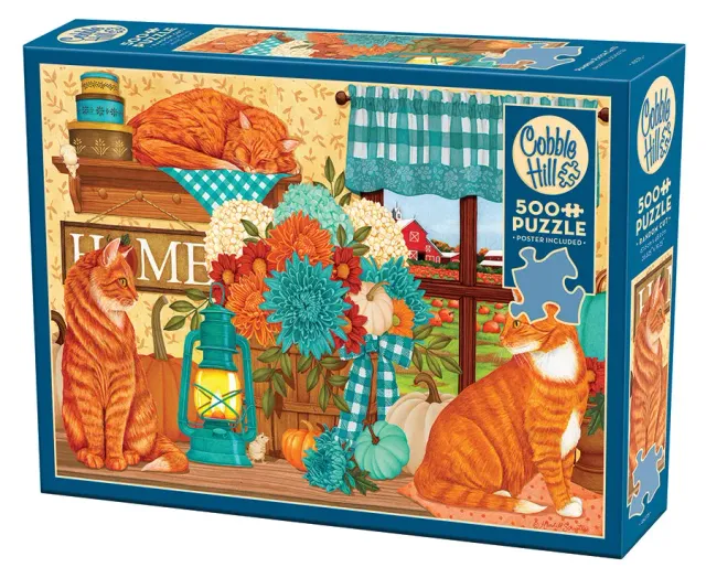 Cobble Hill Pumpkin Patch Cats puzzle 500 piese pisici