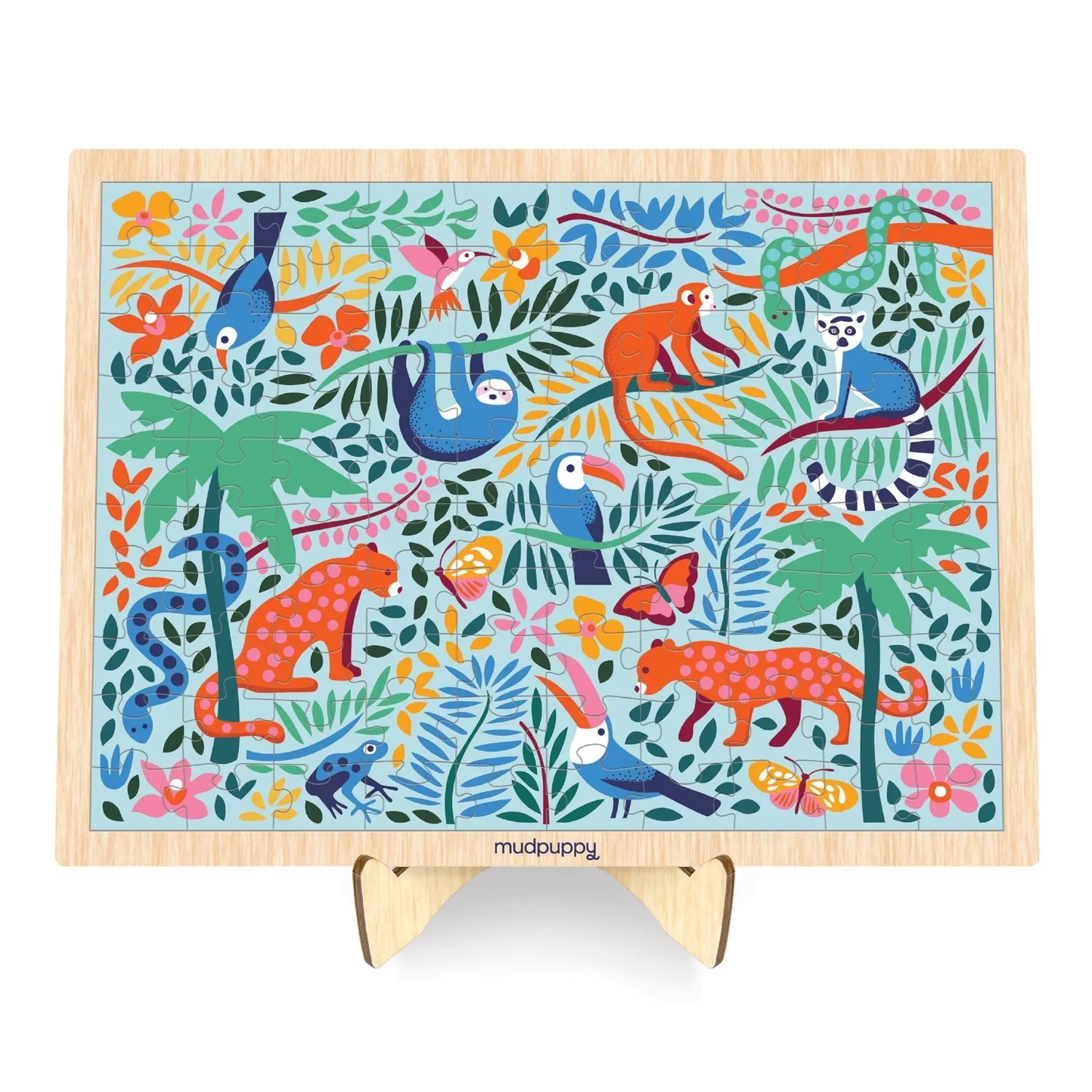 Mudpuppy Rainforest puzzle lemn 100 piese cu suport
