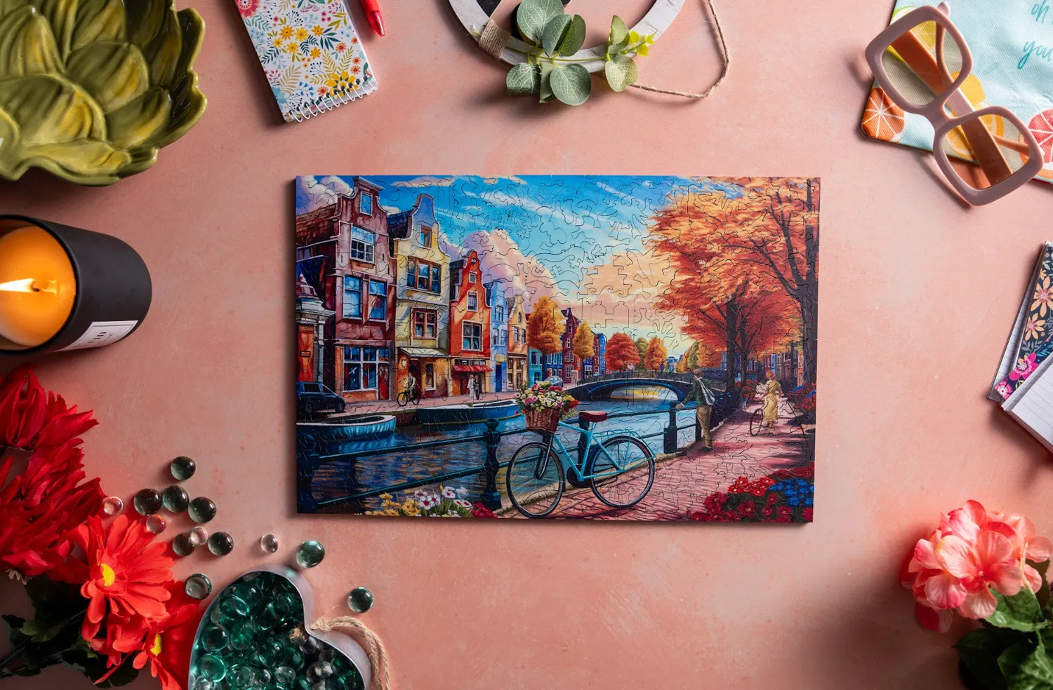 Mosaic Puzzles Cycling Around Amsterdam puzzle 100 piese canal
