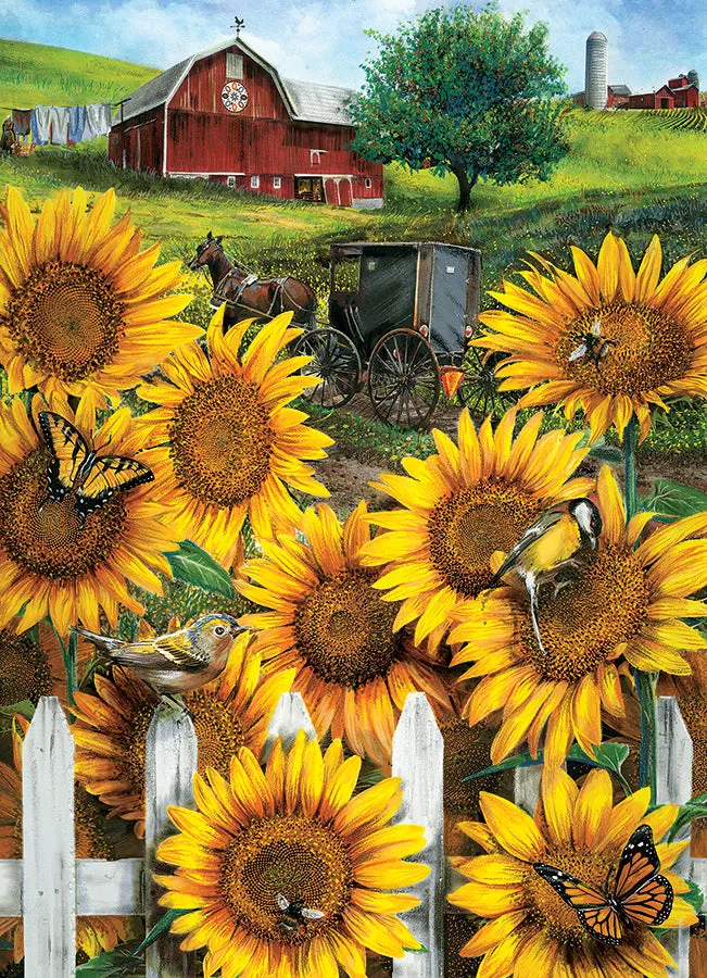 Cobble Hill Country Paradise puzzle 500 piese ferma flori