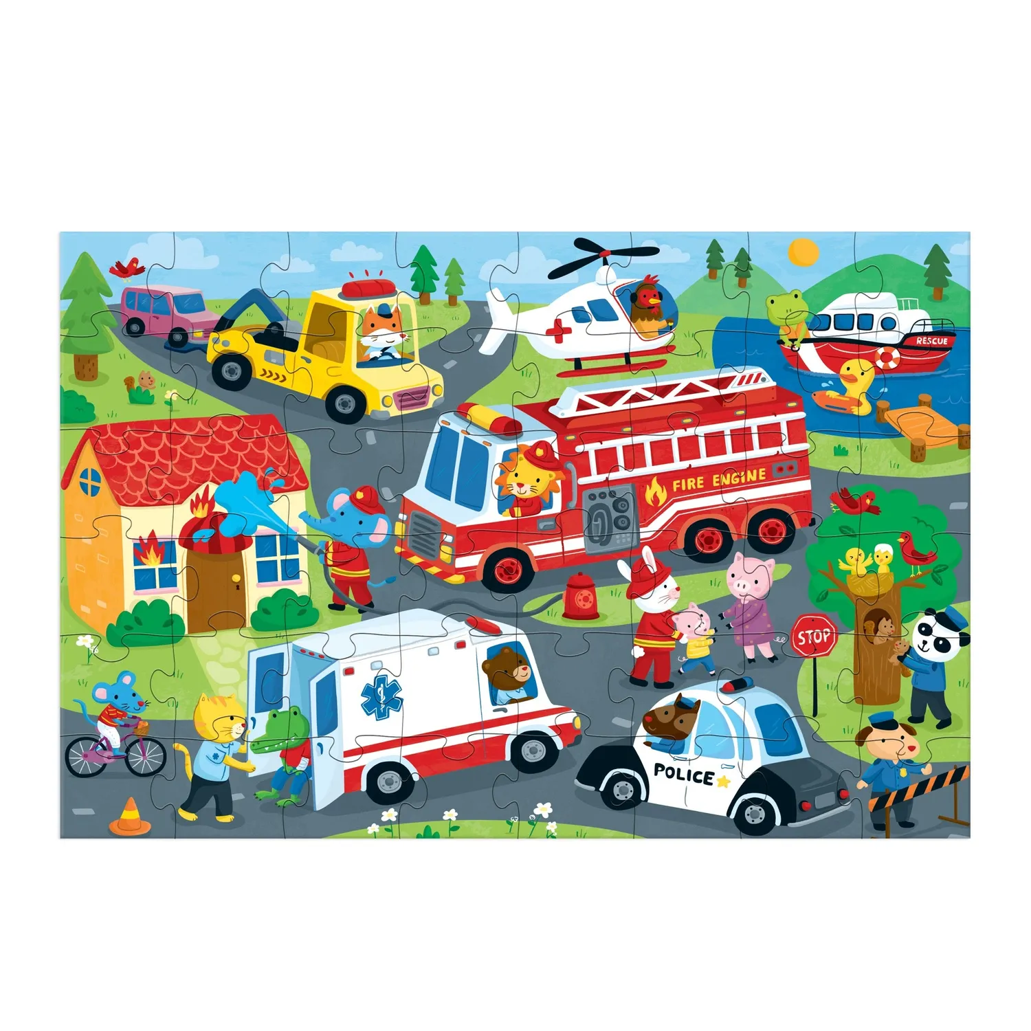 Mudpuppy Rescue Vehicles puzzle podea 48 piese salvatori
