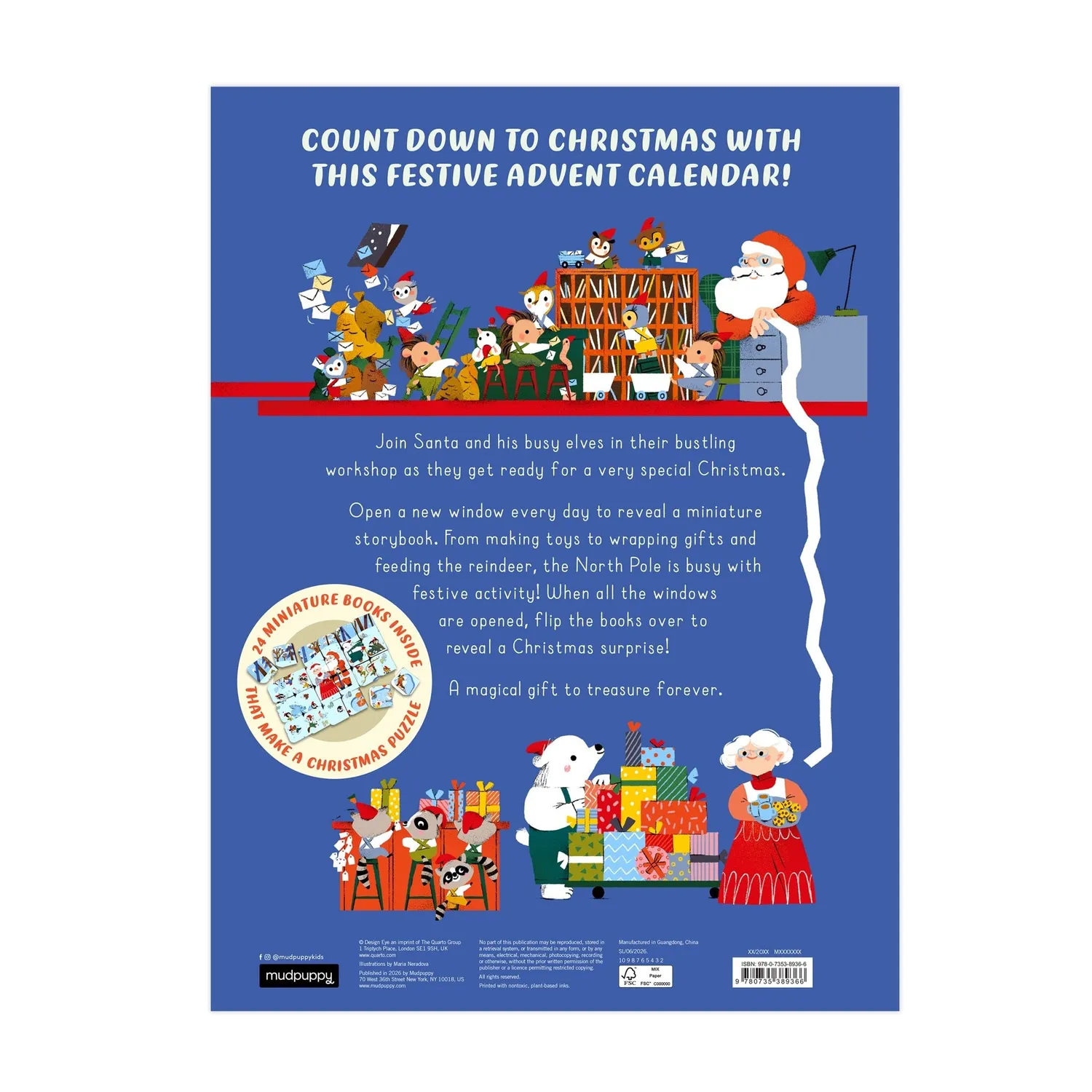 Mudpuppy Christmas Is Coming calendar advent 24 cărți