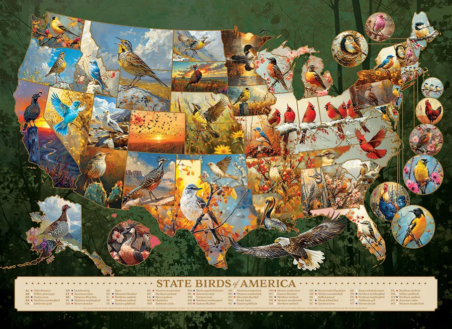 Cobble Hill State Birds puzzle 1000 piese hartă păsări