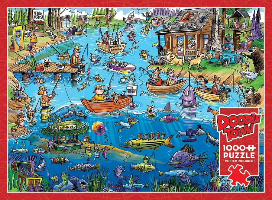 Cobble Hill DoodleTown Gone Fishing puzzle 1000 piese