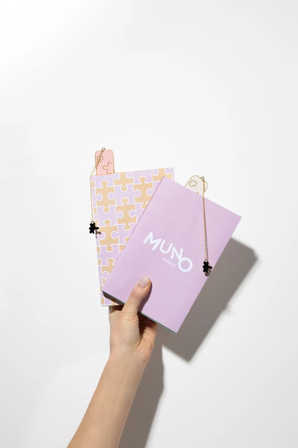 Muno Puzzle MunoBookmark semn de carte diverse culori cu pandantiv