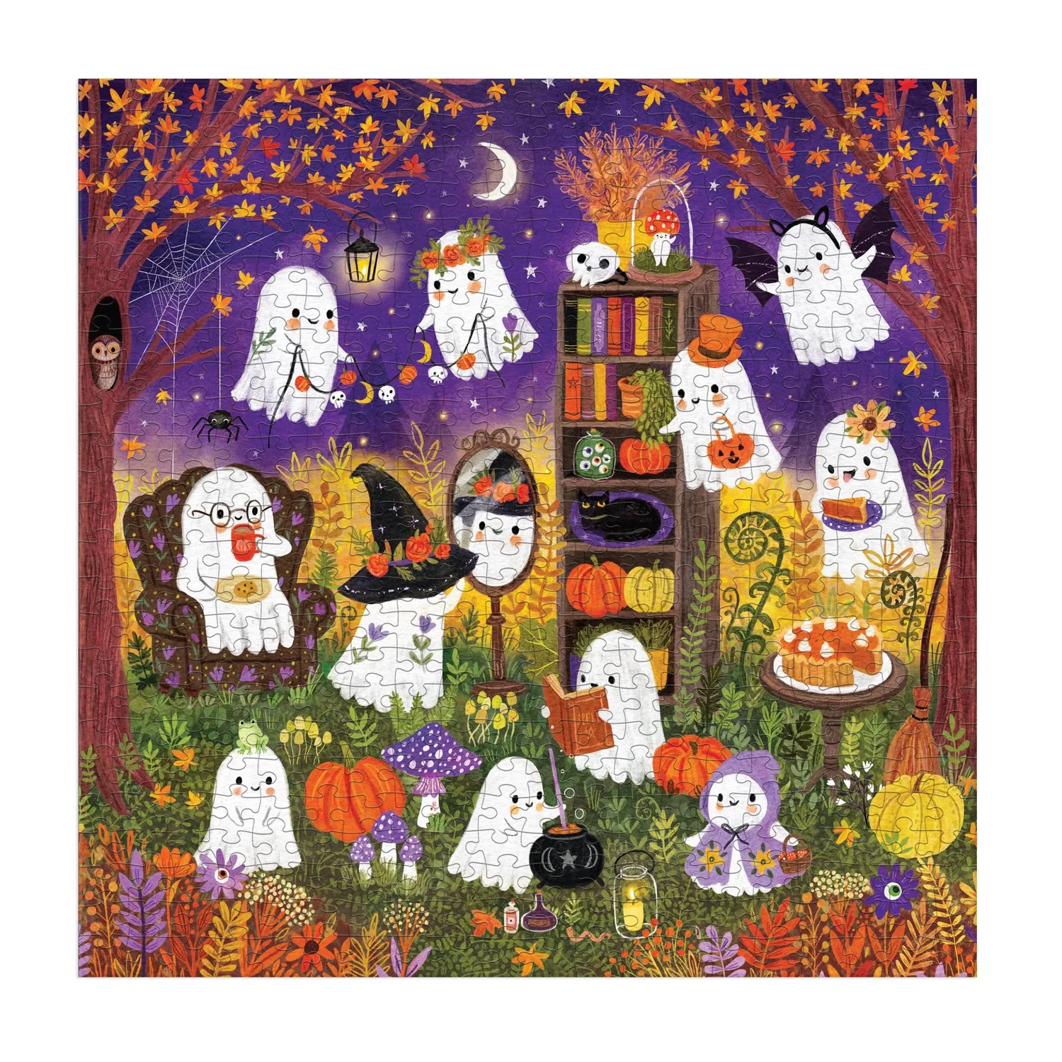 Mudpuppy Ghostly Gathering puzzle 500 piese familie Halloween