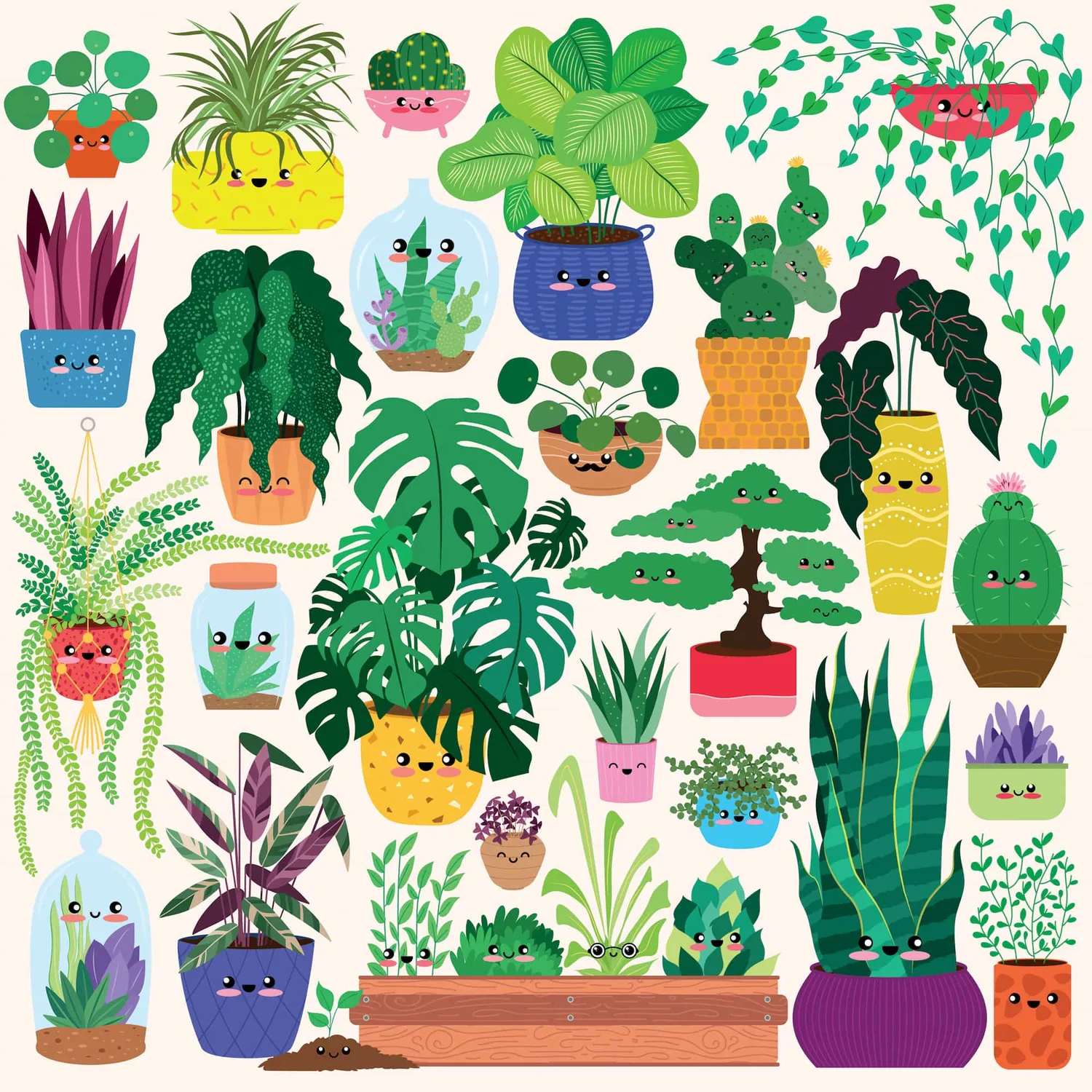 Mudpuppy Happy Plants puzzle 500 piese familie 51x51 cm